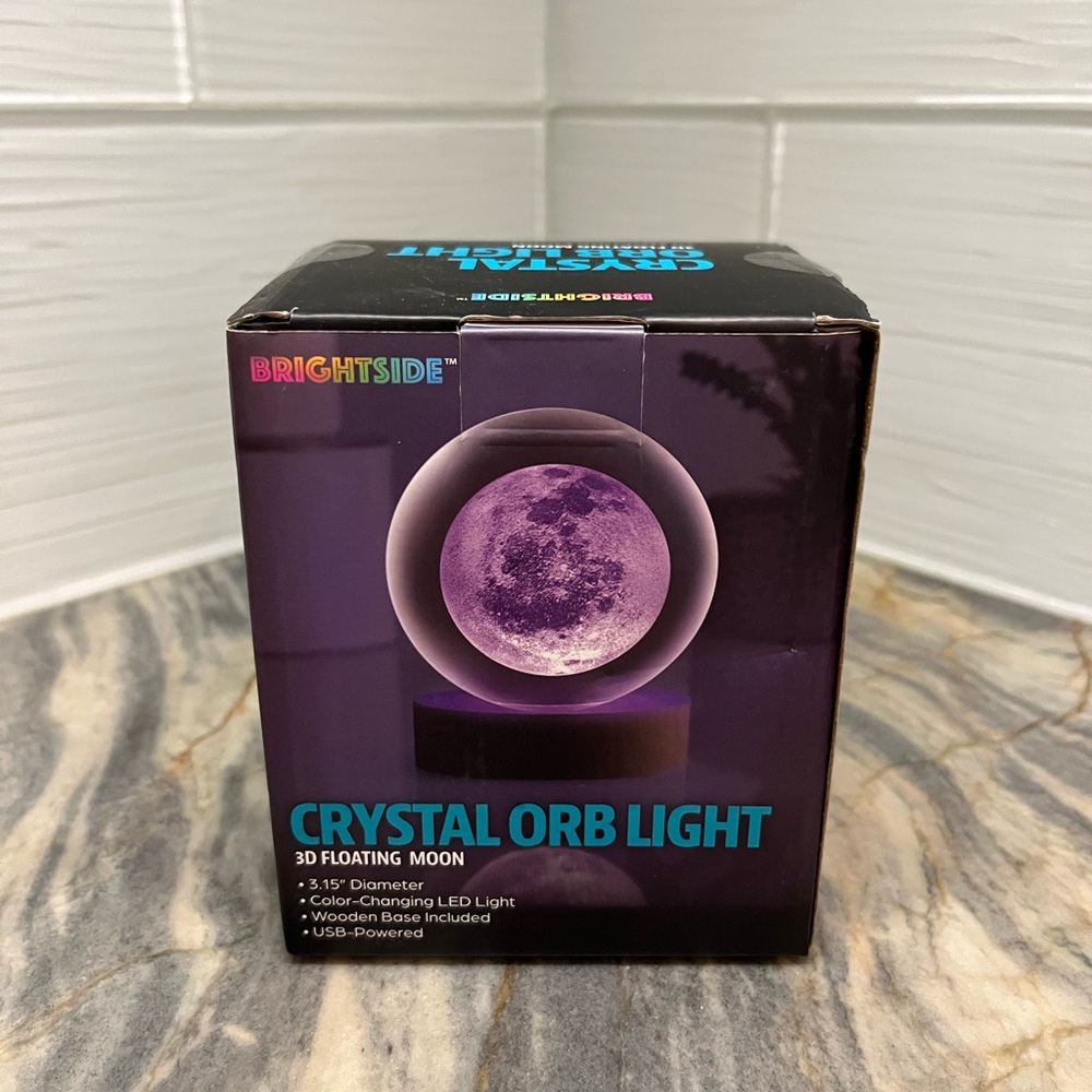 BRIGHTSIDE CRYSTAL ORB LIGHT 3D FLOATING Moon Color Changing NWT